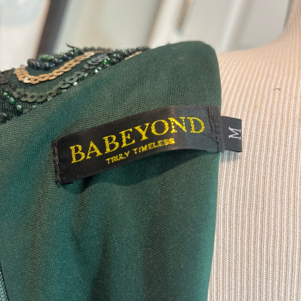 BABEYOND Women's Flapper Dress 1920s Beaded Fringed Great Gatsby Green Medium - Picture 8 of 9